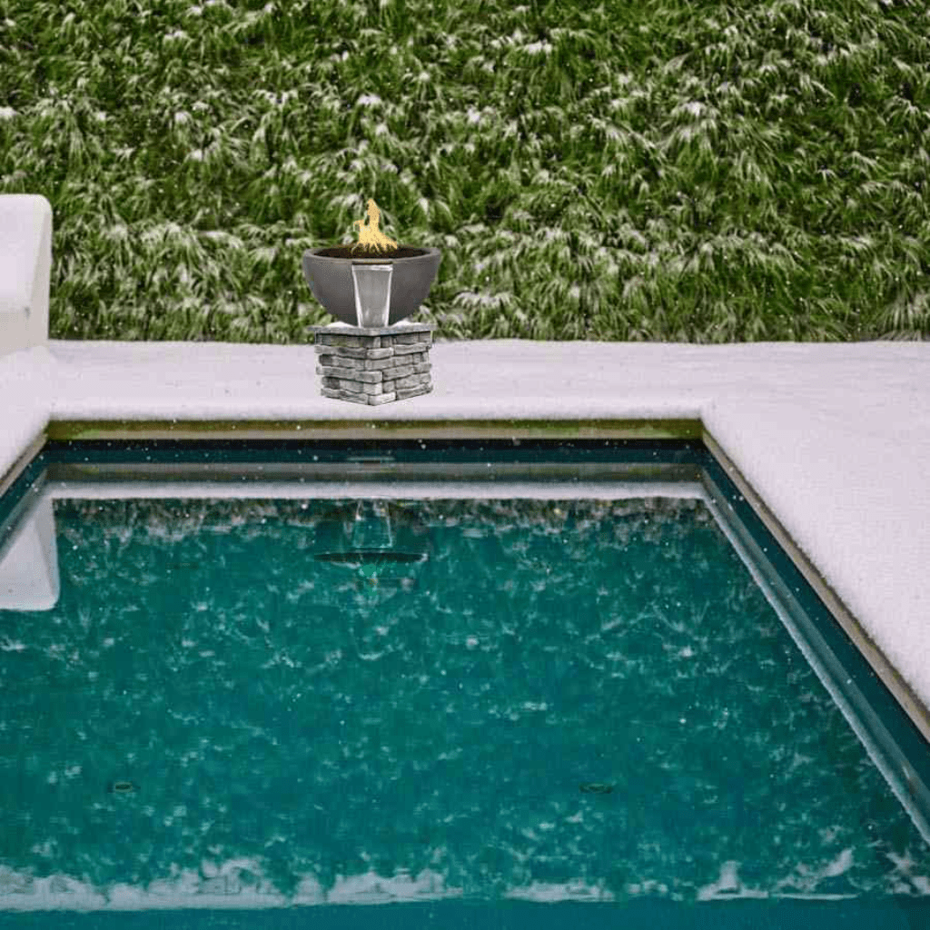 The Outdoor Plus 30" Luna GFRC Concrete Round Fire & Water Bowl