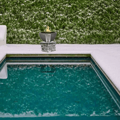 The Outdoor Plus 30" Luna GFRC Concrete Round Fire & Water Bowl