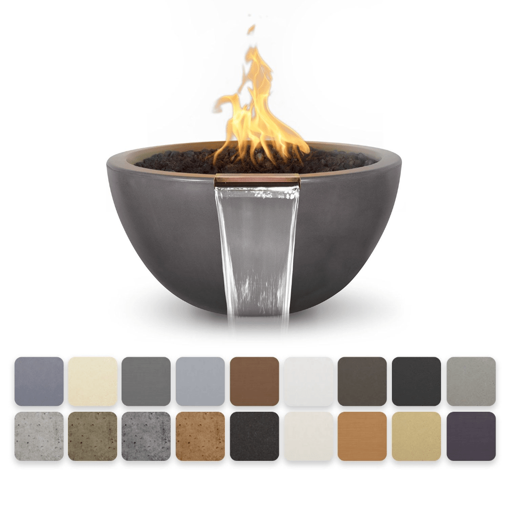 The Outdoor Plus 30" Luna GFRC Concrete Round Fire & Water Bowl