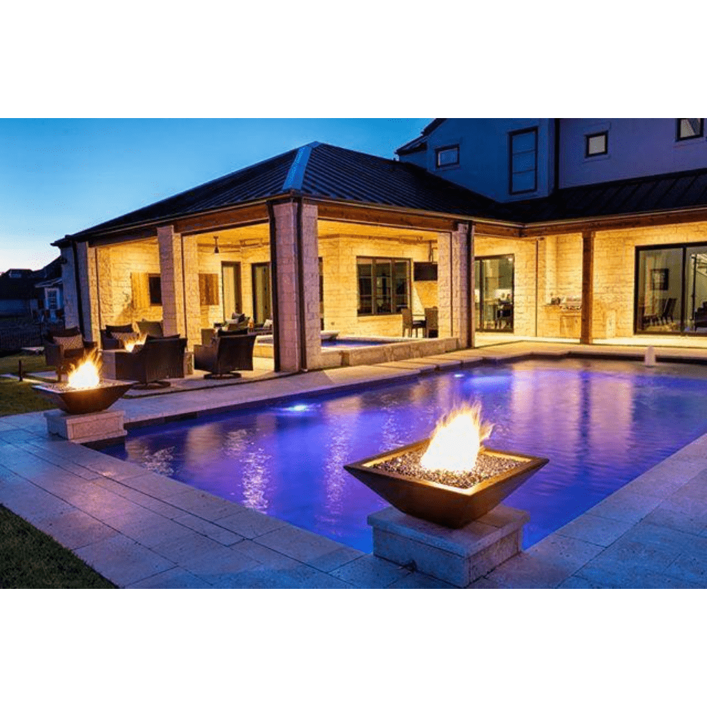 The Outdoor Plus 30" Maya GFRC Concrete Square Fire Bowl
