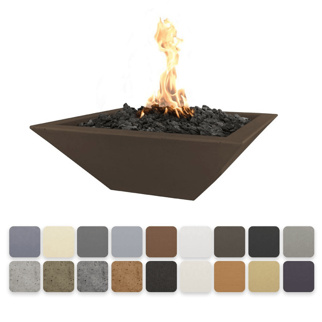 The Outdoor Plus 30" Maya GFRC Concrete Square Fire Bowl