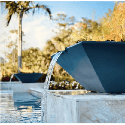 The Outdoor Plus 30" Maya GFRC Concrete Square Fire & Water Bowl with Wide Spill