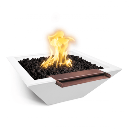 The Outdoor Plus 30" Maya GFRC Concrete Square Fire & Water Bowl with Wide Spill