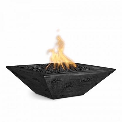 The Outdoor Plus 30" Maya GFRC Wood Grain Concrete Square Fire Bowl