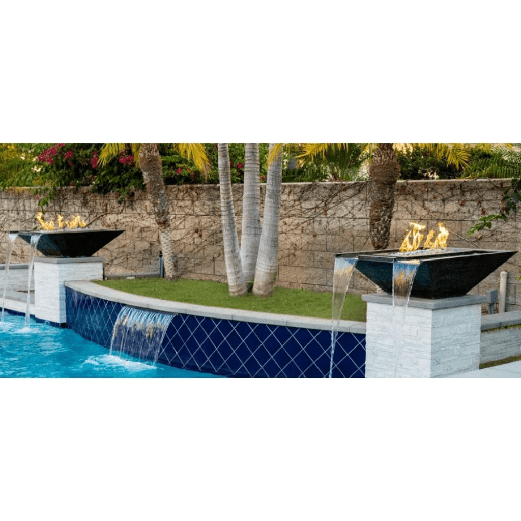 The Outdoor Plus 30" Nile Hammered Copper Square Fire & Water Bowl