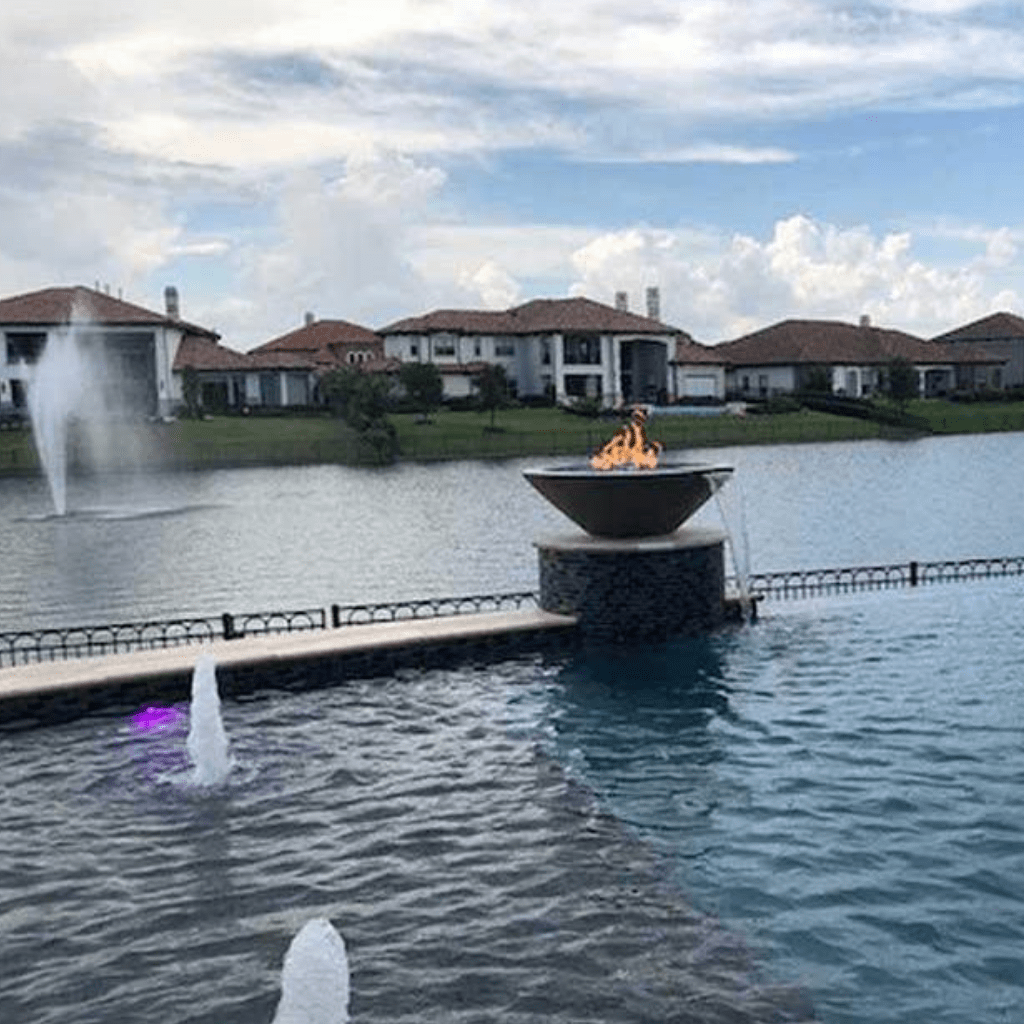 The Outdoor Plus 31" Cazo GFRC Concrete Round Fire and Water Bowl