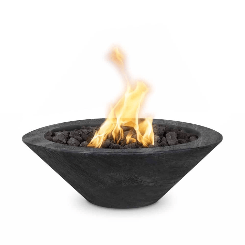 The Outdoor Plus 32" Cazo GFRC Wood Grain Concrete Round Fire Bowl