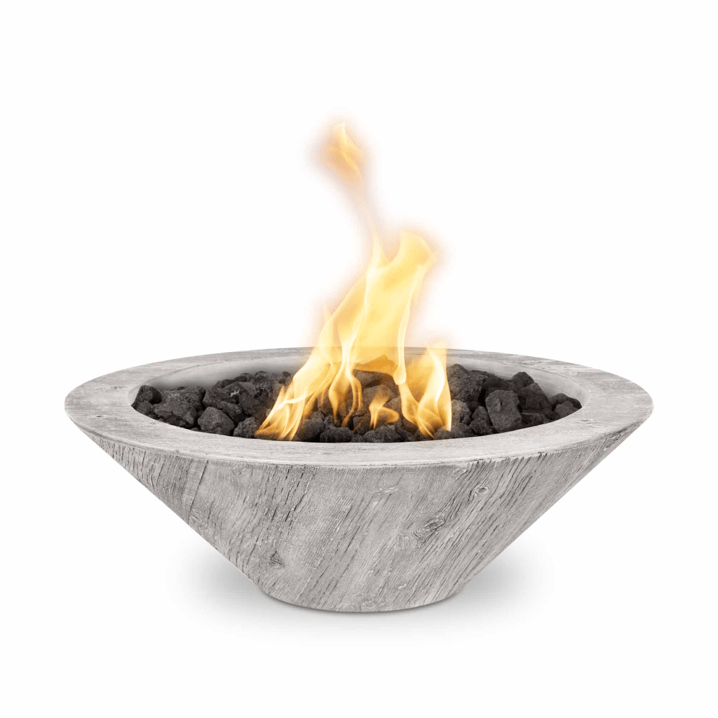 The Outdoor Plus 32" Cazo GFRC Wood Grain Concrete Round Fire Bowl