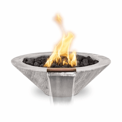 The Outdoor Plus 32" Cazo GFRC Wood Grain Concrete Round Fire & Water Bowl