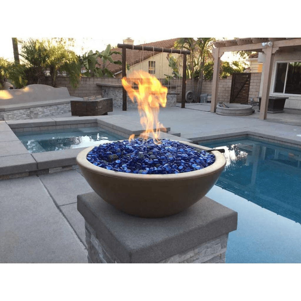 The Outdoor Plus 33" Sedona GFRC Concrete Round Fire and Water Bowl