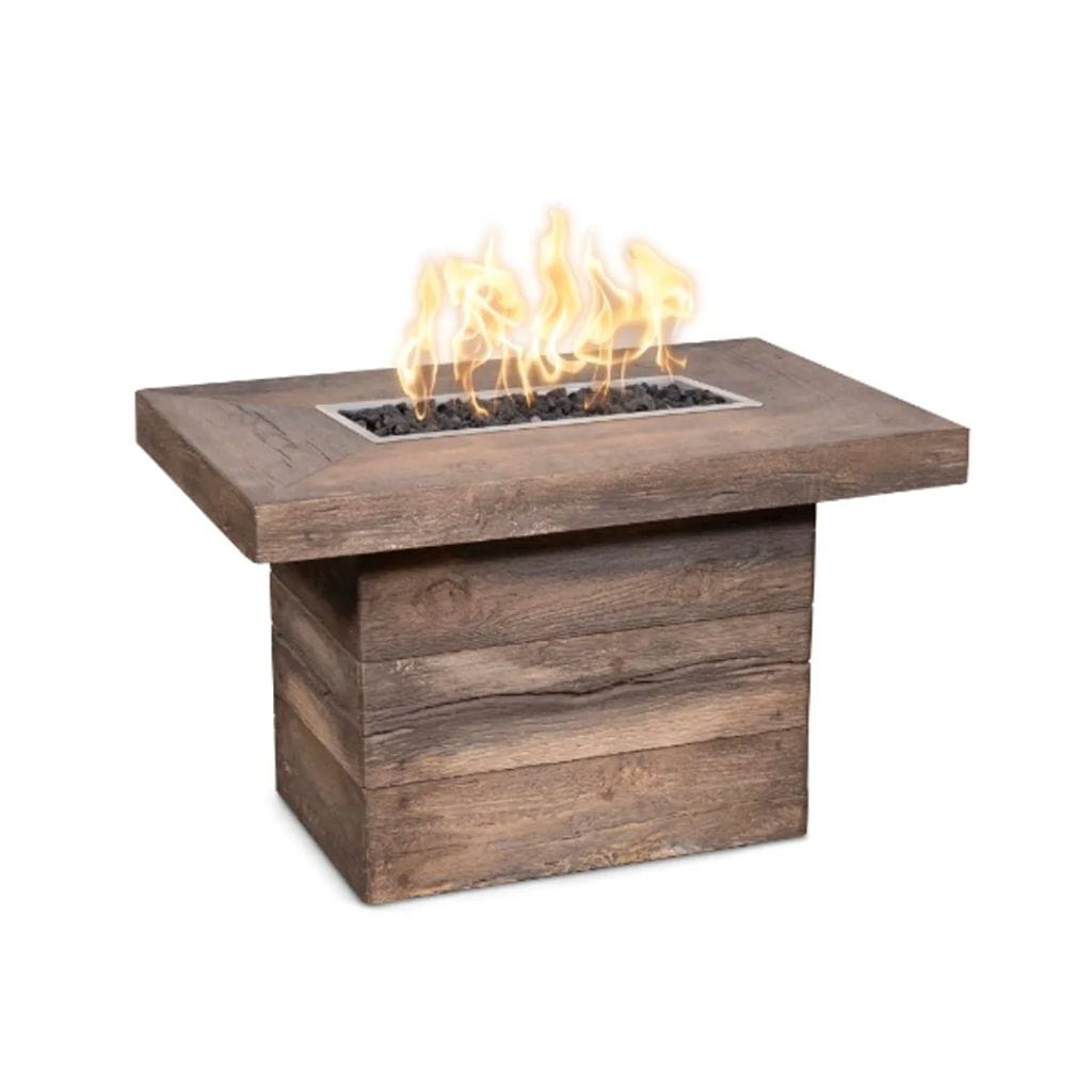 The Outdoor Plus 36" Alberta GFRC Wood Grain Concrete Rectangle Gas Fire Pit Table