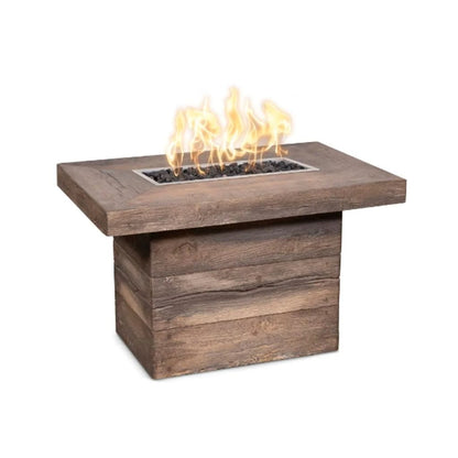 The Outdoor Plus 36" Alberta GFRC Wood Grain Concrete Rectangle Gas Fire Pit Table