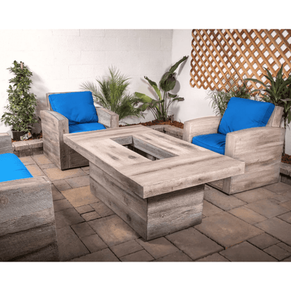 The Outdoor Plus 36" Alberta GFRC Wood Grain Concrete Rectangle Gas Fire Pit Table