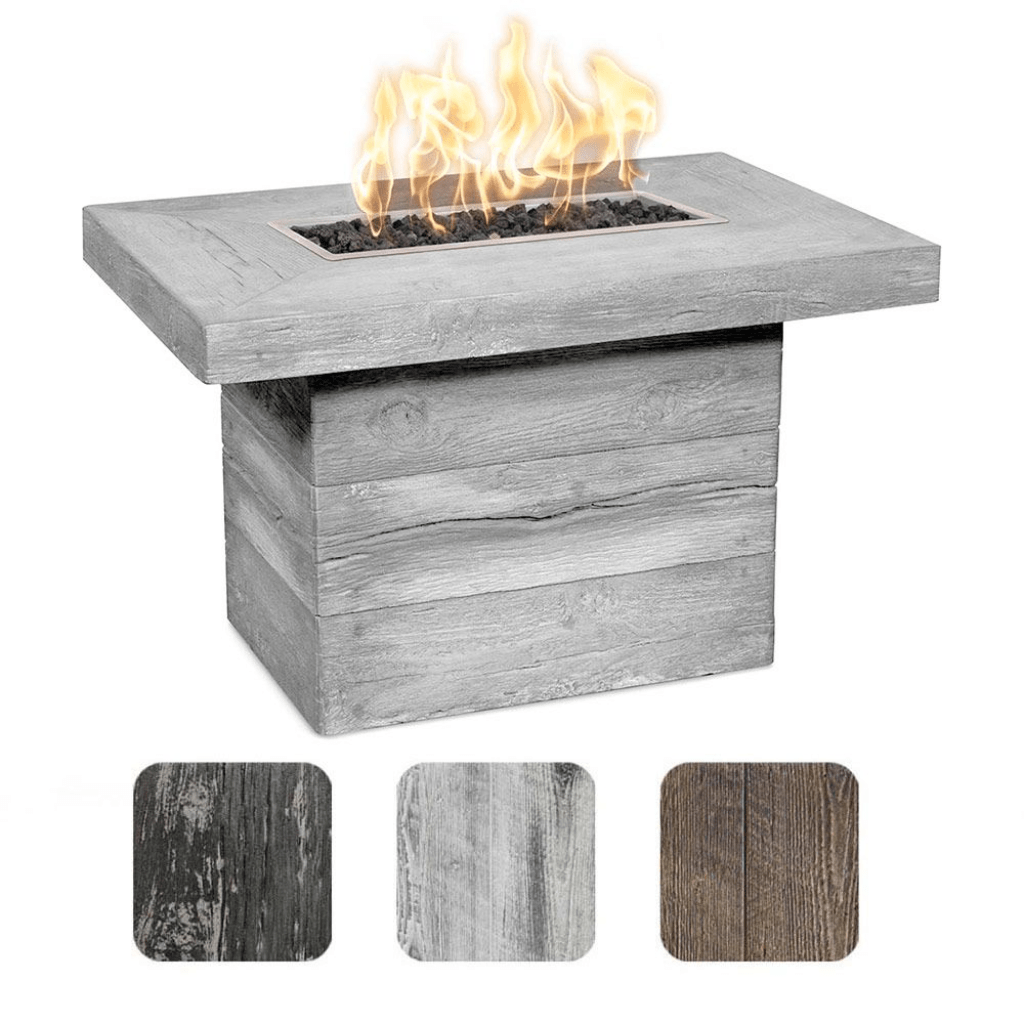 The Outdoor Plus 36" Alberta GFRC Wood Grain Concrete Rectangle Gas Fire Pit Table
