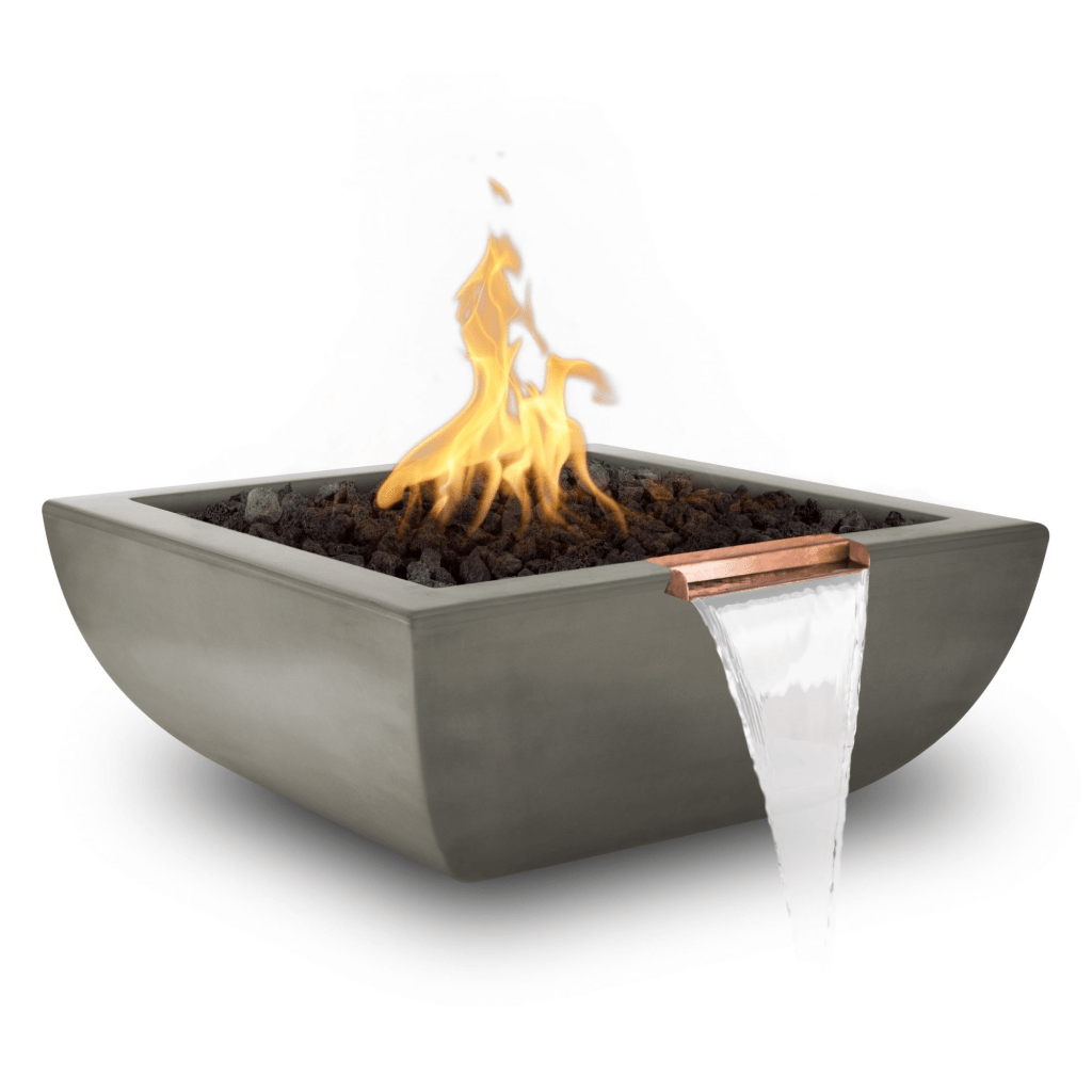 The Outdoor Plus 36" Avalon GFRC Concrete Square Fire & Water Bowl