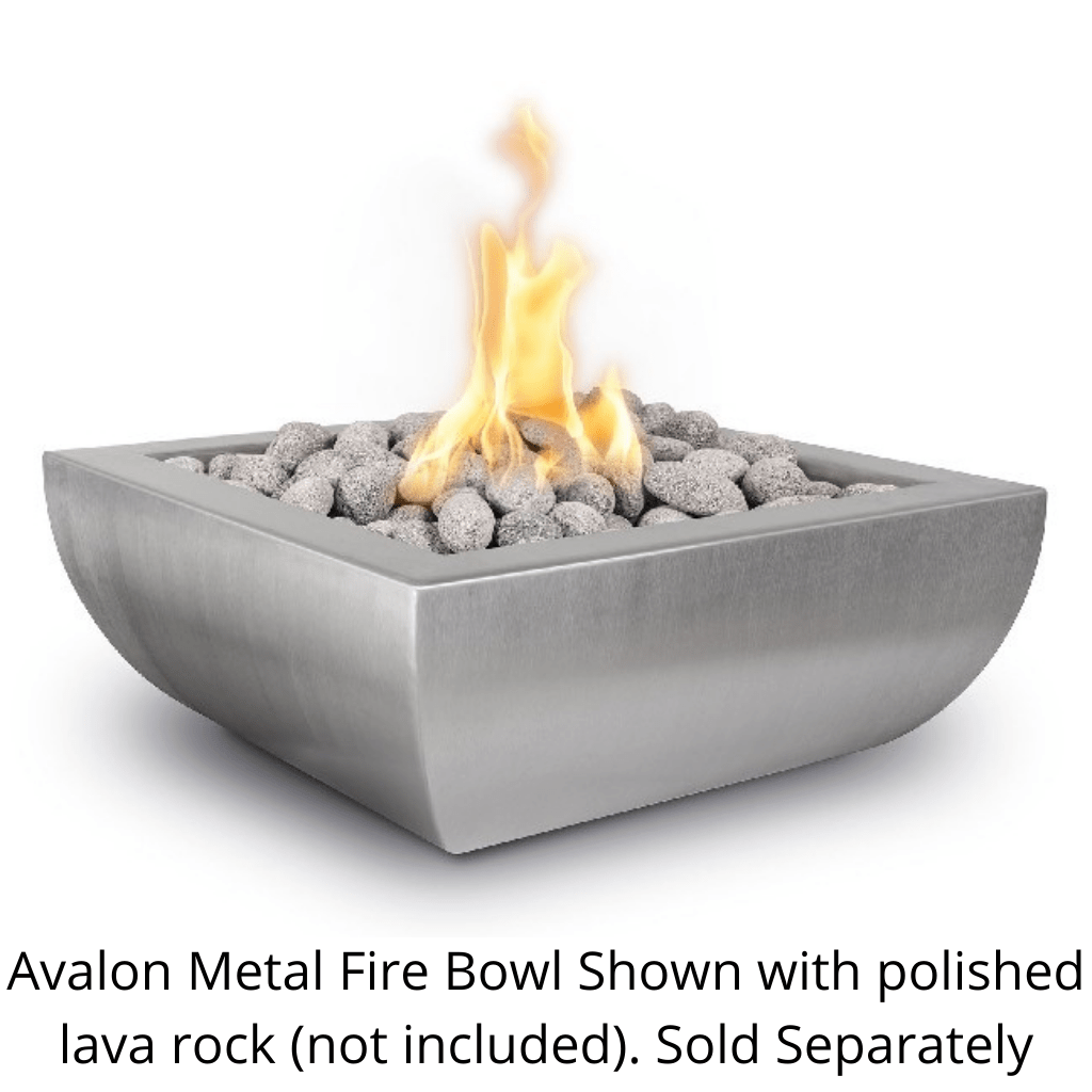 The Outdoor Plus 36" Avalon Hammered Copper & Stainless Steel Square Fire Bowl
