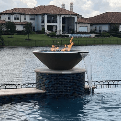 The Outdoor Plus 36" Cazo GFRC Concrete Round Fire and Water Bowl