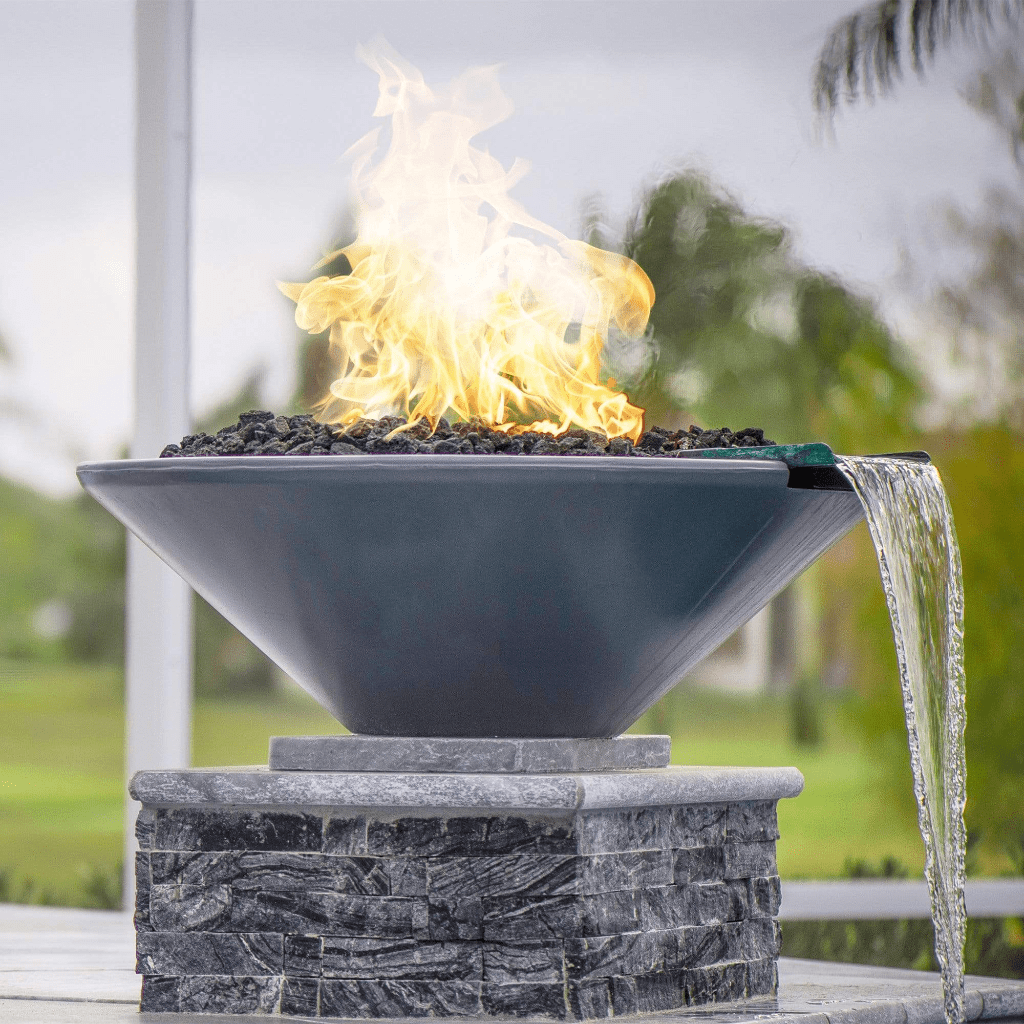 The Outdoor Plus 36" Cazo GFRC Concrete Round Fire and Water Bowl