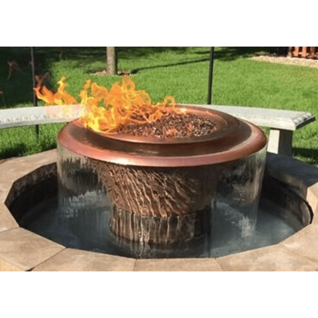 The Outdoor Plus 36" Cazo Hammered Copper 360° Spill Round Fire & Water Bowl