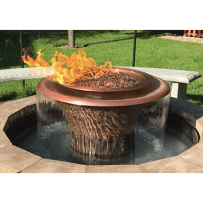 The Outdoor Plus 36" Cazo Hammered Copper 360° Spill Round Fire & Water Bowl