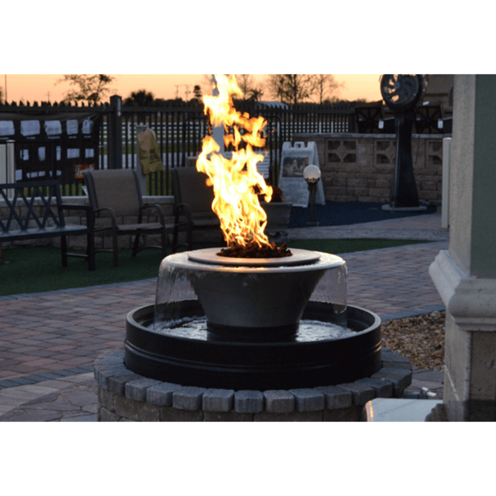 The Outdoor Plus 36" Cazo Hammered Copper 360° Spill Round Fire & Water Bowl