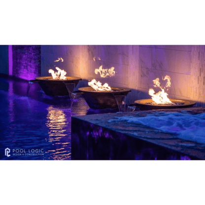 The Outdoor Plus 36" Cazo Hammered Copper 4 Way Spill Round Fire & Water Bowl