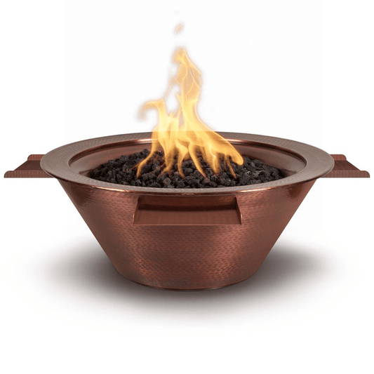 The Outdoor Plus 36" Cazo Hammered Copper 4 Way Spill Round Fire & Water Bowl