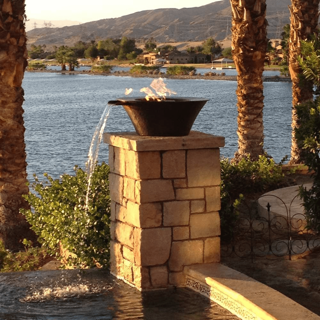 The Outdoor Plus 36" Cazo Powder Coated Steel Round Fire & Water Bowl