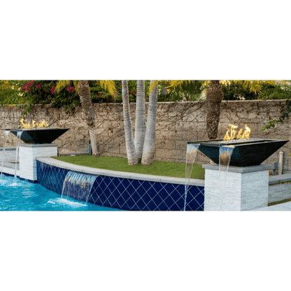 The Outdoor Plus 36" Nile Hammered Copper Square Fire & Water Bowl