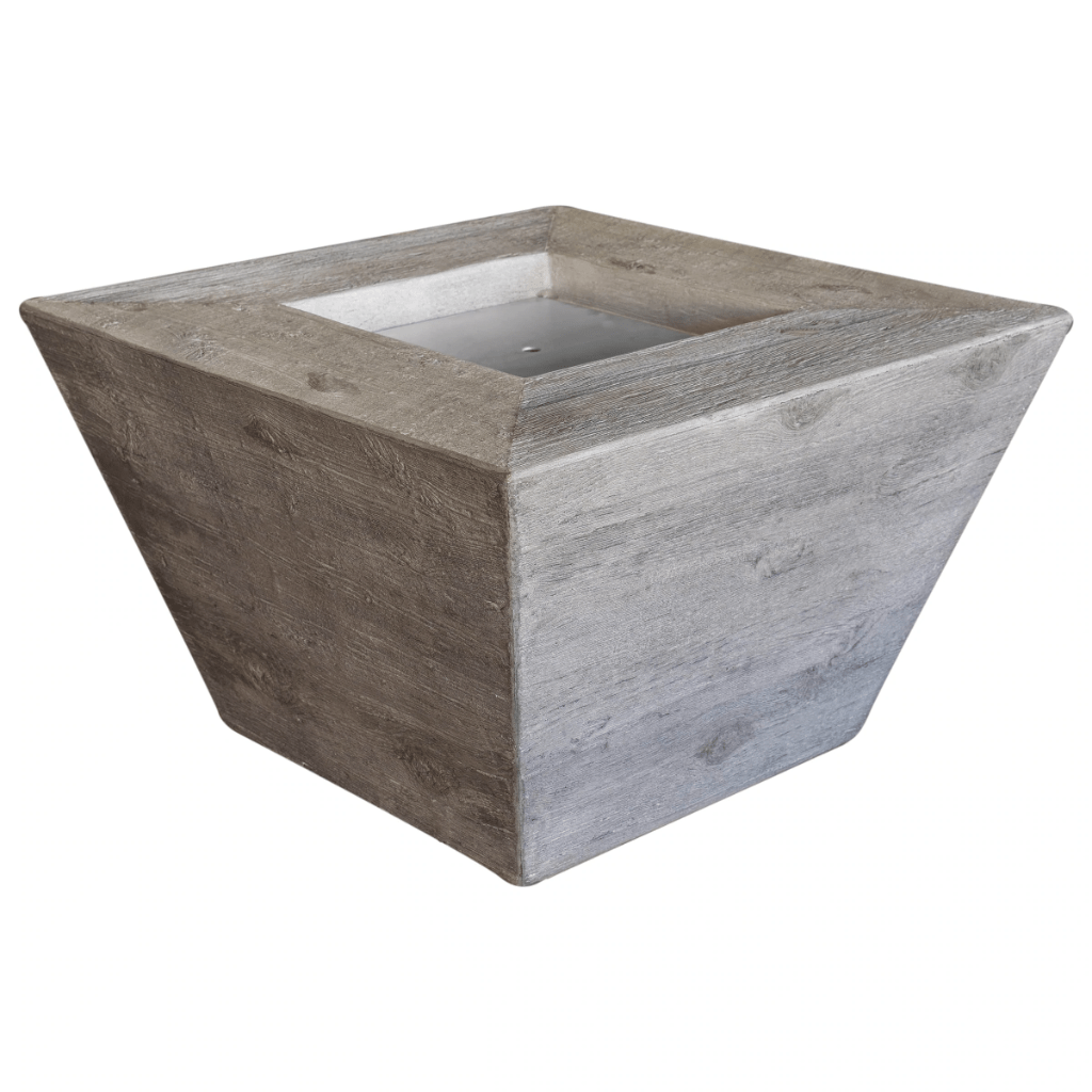 The Outdoor Plus 36" Plymouth GFRC Wood Grain Concrete Square Gas Fire Pit - 24" tall