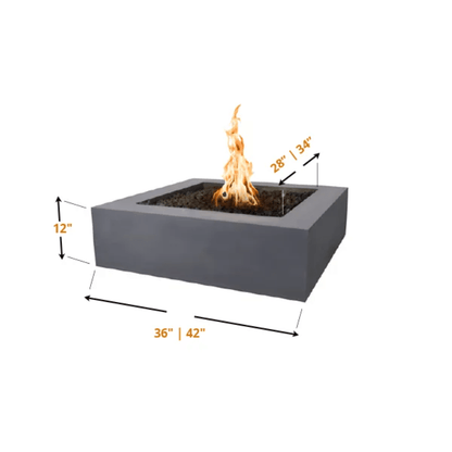 The Outdoor Plus 36" Quad GFRC Concrete Square Liquid Propane Fire Pit