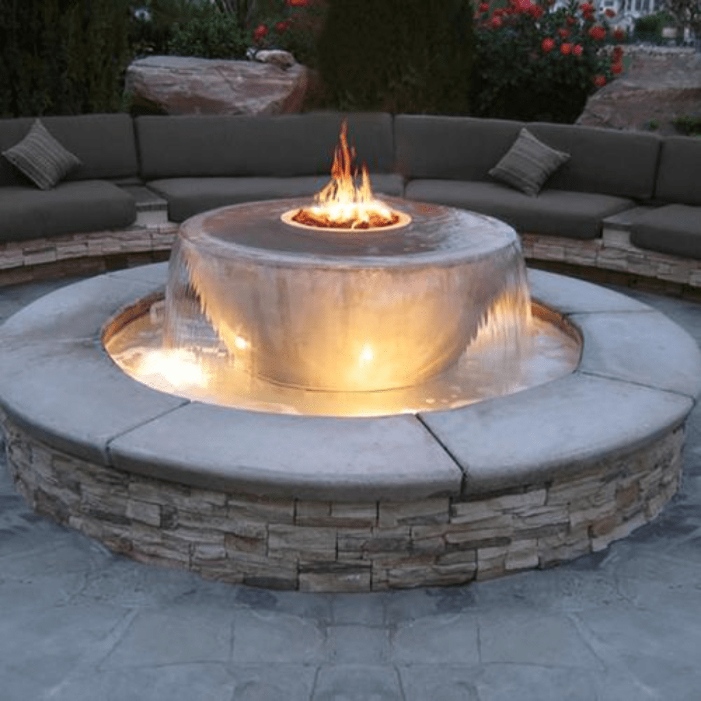 The Outdoor Plus 38" Sedona GFRC 360 Degree Spill Round Fire and Water Bowl