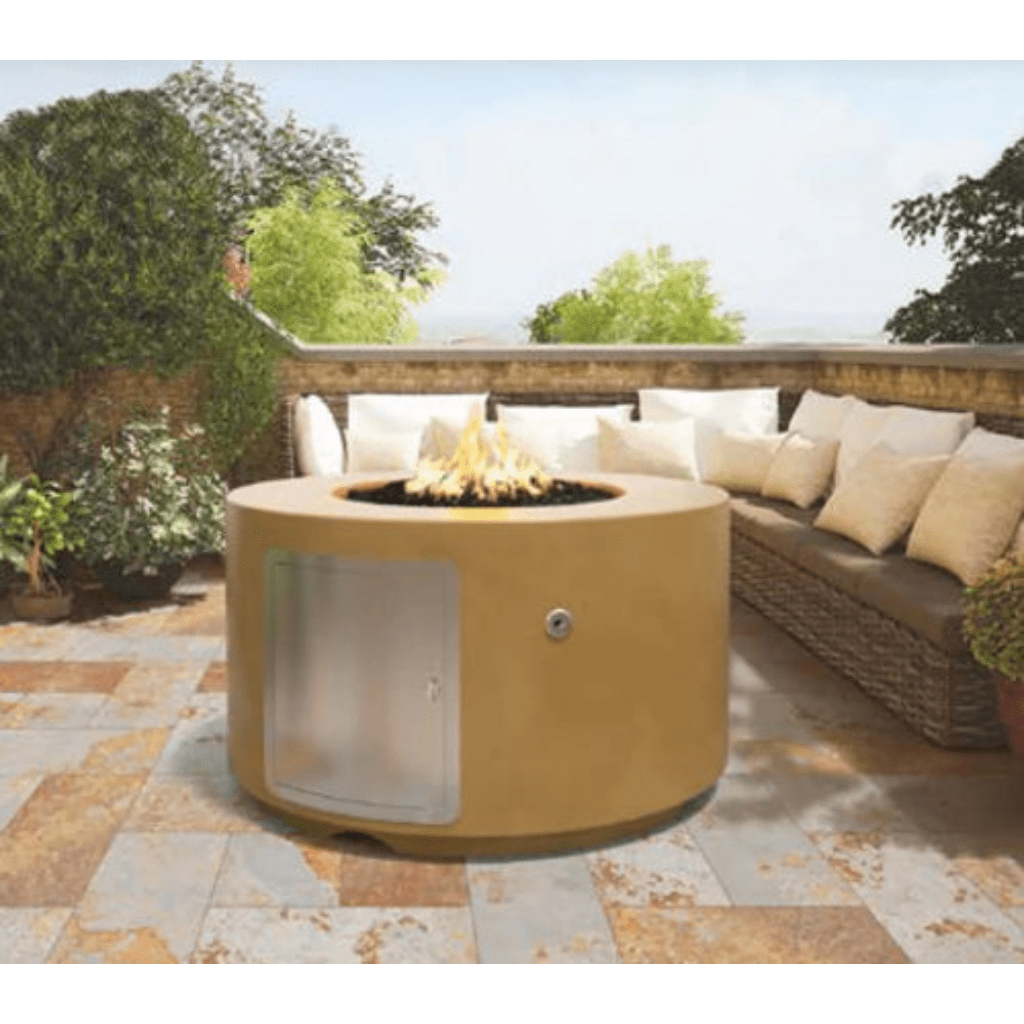 The Outdoor Plus 42" Chat Height Florence GFRC Concrete Round Liquid Propane Fire Pit