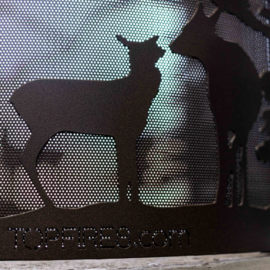 The Outdoor Plus 46" Outback Deer Country GFRC Metallic/Rustic Top and Powdered Steel Base Round Natural Gas Fire Table - 12V Electronic