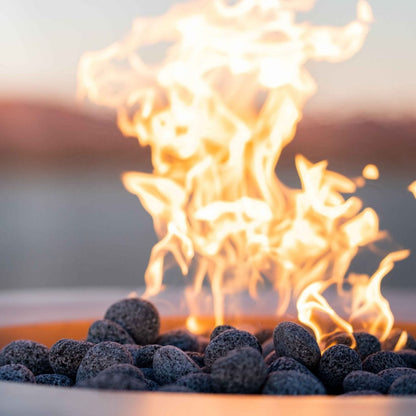 The Outdoor Plus 46" Outback Deer Country GFRC Metallic/Rustic Top and Powdered Steel Base Round Natural Gas Fire Table - Match Lit