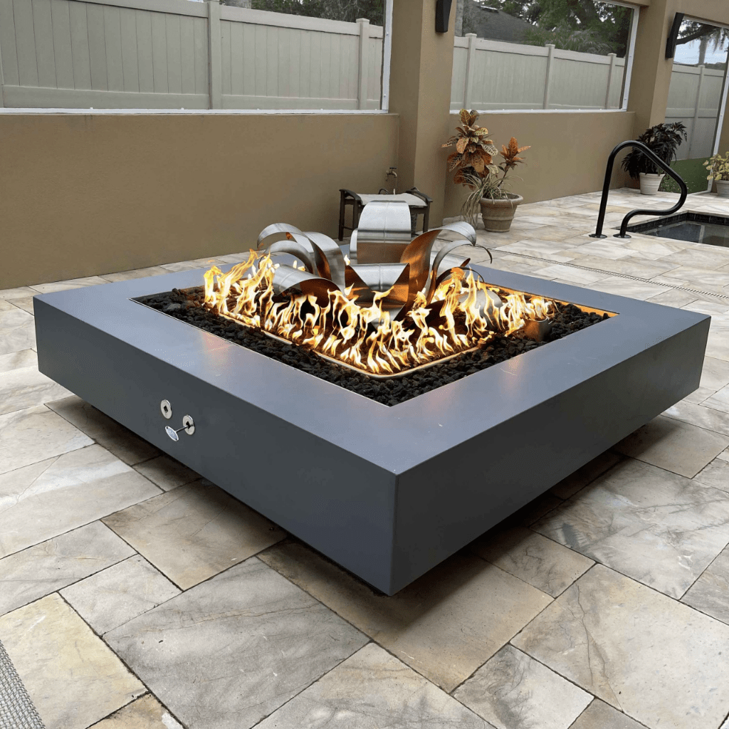 The Outdoor Plus 48" Cabo GFRC Concrete Square Liquid Propane Fire Pit