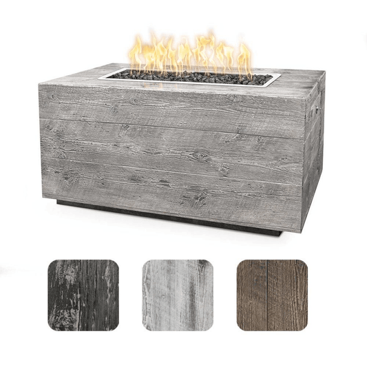 The Outdoor Plus 48" Catalina GFRC Wood Grain Concrete Rectangle Gas Fire Pit