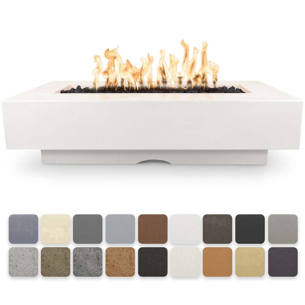 The Outdoor Plus 48" Del Mar GFRC Concrete Rectangle Liquid Propane Fire Pit Table
