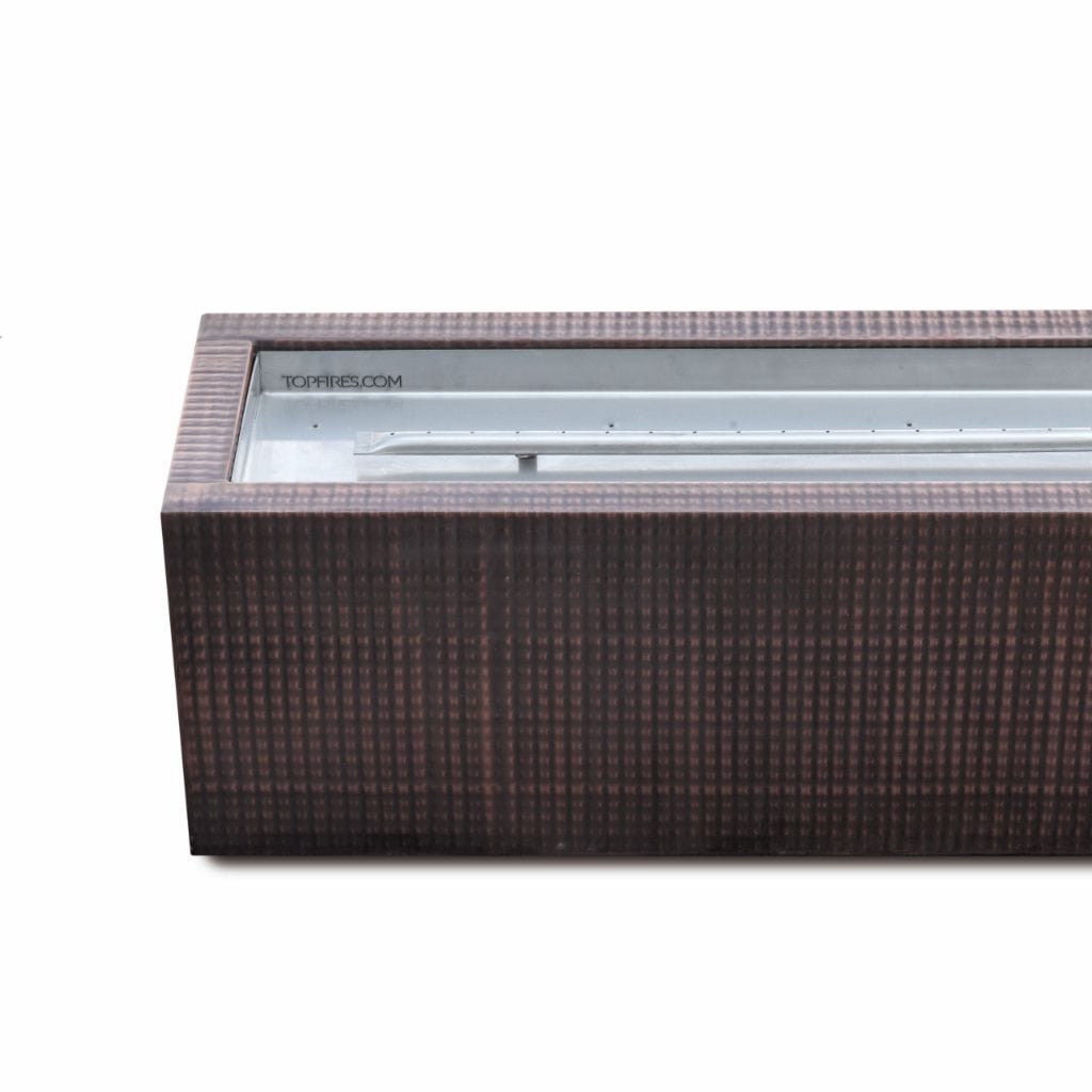 The Outdoor Plus 48" Eaves Copper & Corten Steel & Stainless Steel Rectangle Fire Pit
