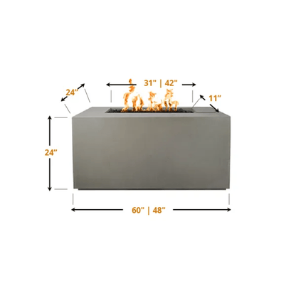 The Outdoor Plus 48" Pismo GFRC Concrete Rectangle Liquid Propane Fire Pit
