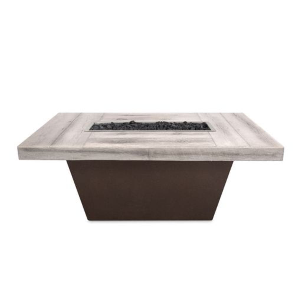 The Outdoor Plus 48" Tacoma Wood Grain Concrete Top Rectangle Fire Pit Table - 12V Electronic