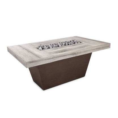 The Outdoor Plus 48" Tacoma Wood Grain Concrete Top Rectangle Fire Pit Table - Match Lit with Flame Sense System