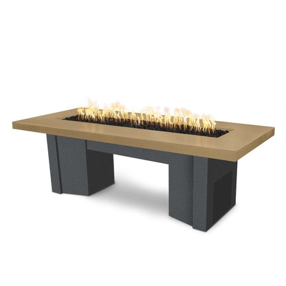 The Outdoor Plus 60" Alameda GFRC Smooth Concrete Top Rectangle Liquid Propane Fire Pit Table - 12V Electronic