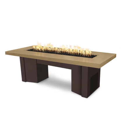 The Outdoor Plus 60" Alameda GFRC Smooth Concrete Top Rectangle Liquid Propane Fire Pit Table - Flame Sense with Spark