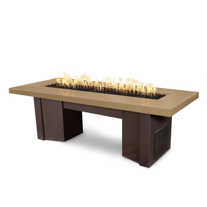 The Outdoor Plus 60" Alameda GFRC Smooth Concrete Top Rectangle Liquid Propane Fire Pit Table - Flame Sense with Spark
