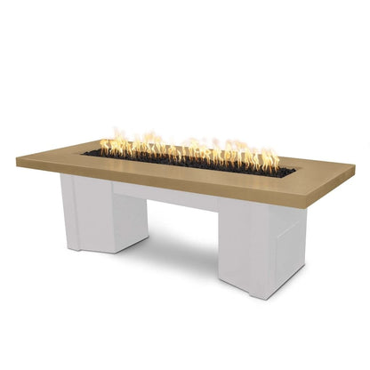The Outdoor Plus 60" Alameda GFRC Smooth Concrete Top Rectangle Liquid Propane Fire Pit Table - Flame Sense with Spark