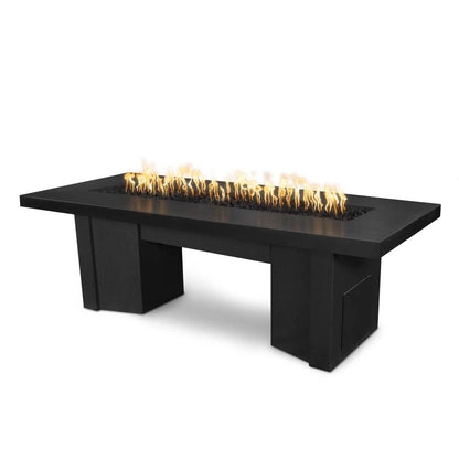The Outdoor Plus 60" Alameda GFRC Smooth Concrete Top Rectangle Liquid Propane Fire Pit Table - Flame Sense with Spark