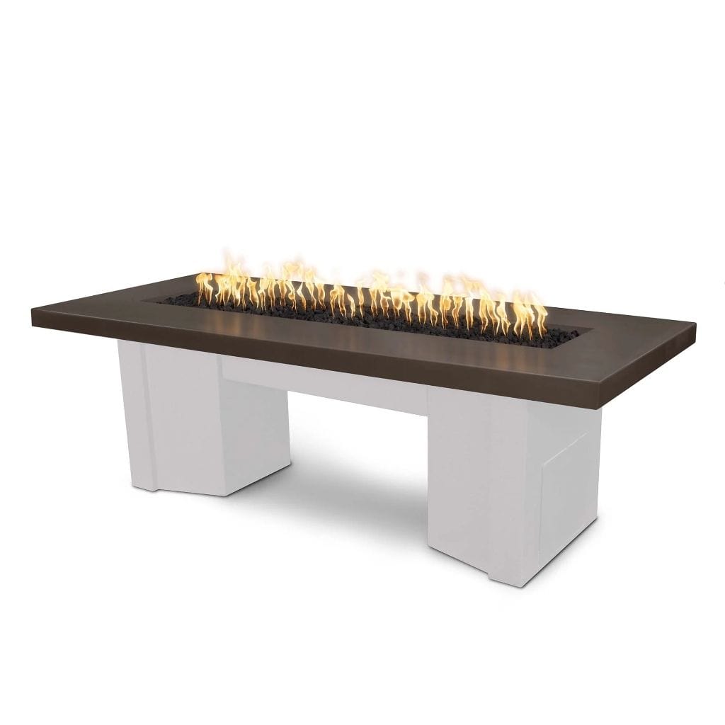 The Outdoor Plus 60" Alameda GFRC Smooth Concrete Top Rectangle Liquid Propane Fire Pit Table - Match Lit