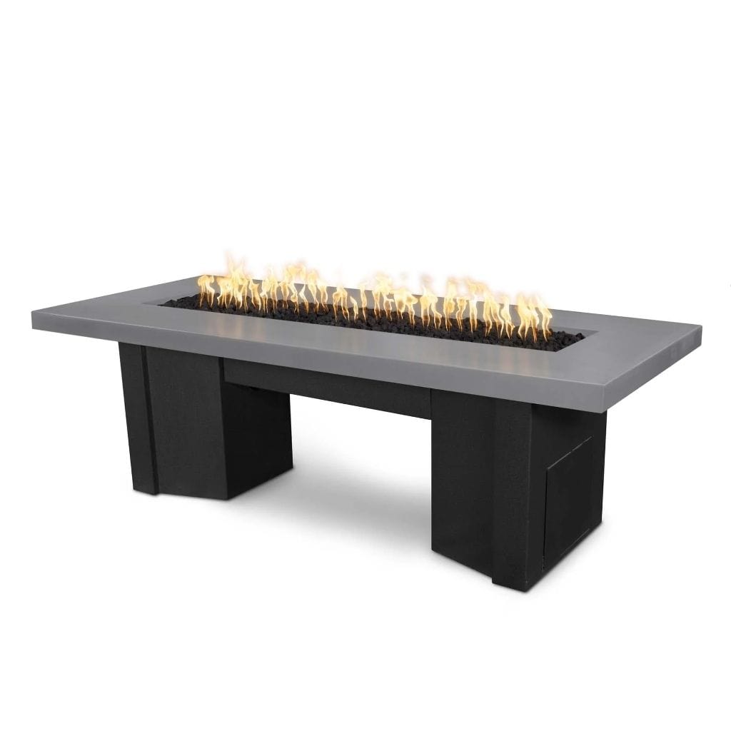 The Outdoor Plus 60" Alameda GFRC Smooth Concrete Top Rectangle Natural Gas Fire Pit Table - 110V Electronic