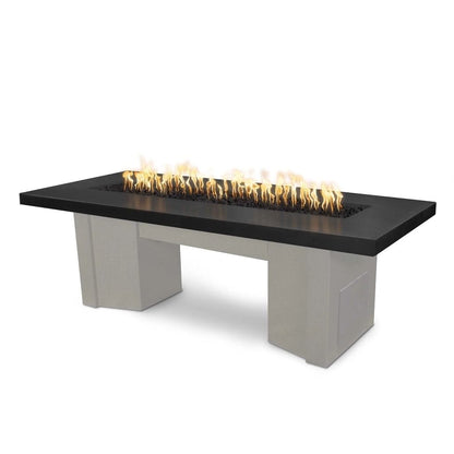 The Outdoor Plus 60" Alameda GFRC Smooth Concrete Top Rectangle Natural Gas Fire Pit Table - 12V Electronic